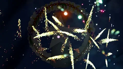 Bright colorful fireworks exploding over the flag of the Northern Mariana I.. Video stock 343690441