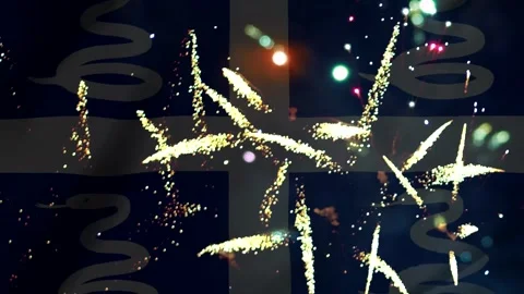 Bright colorful fireworks exploding over the official flag of martinique du.. 库存影片 343690539