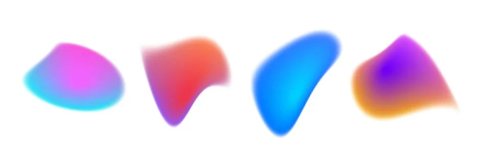 Bright colorful gradient blob set. Liquid blur gradation background collection 스톡 일러스트