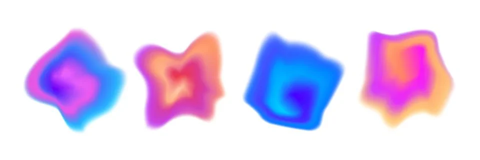 Bright colorful gradient blob set. Liquid blur gradation background collection 스톡 일러스트