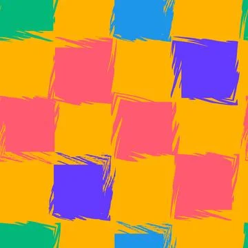 Bright Colorful Grunge Checkered Seamless Pattern Illustrazione stock