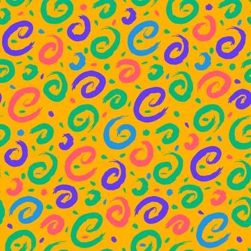Bright Colorful Grunge Seamless Pattern With Spiral 스톡 일러스트