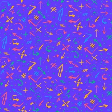 Bright Colorful Grunge Seamless Pattern With Arrows Illustrazione stock