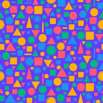Bright Colorful Grunge Seamless Pattern With Geometric Elements 库存插图