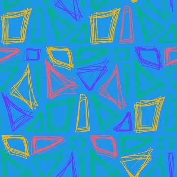 Bright Colorful Grunge Seamless Pattern With Geometric Shapes 스톡 일러스트