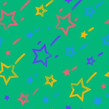 Bright Colorful Grunge Seamless Pattern With Stars イラスト素材