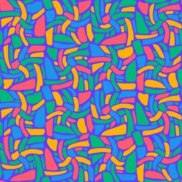 Bright Colorful Grunge Seamless Pattern With Organic Shapes Stock Illustration