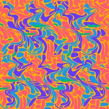Bright Colorful Grunge Seamless Pattern Wavy Shapes 스톡 일러스트
