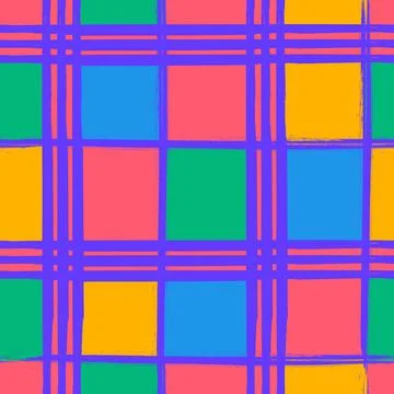 Bright Colorful Grunge Seamless Pattern With Geometric Lines 스톡 일러스트