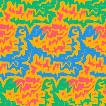 Bright Colorful Grunge Seamless Pattern With Chaotic ZigZag 스톡 일러스트