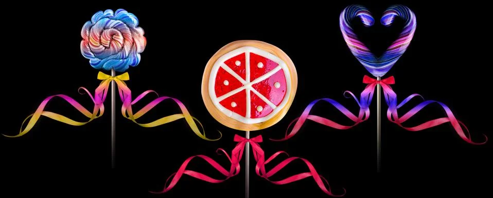 Bright colorful lollipop set Stockfoto's