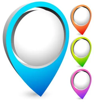 Bright, colorful map marker, map pin vector in 4 colors. Stock Illustration