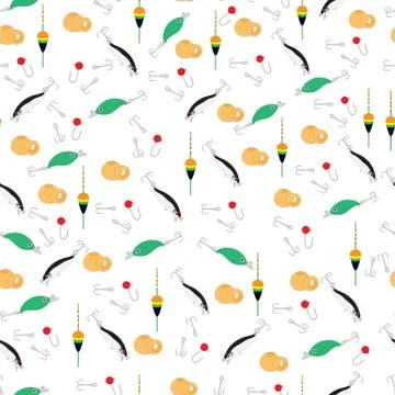 Bright colorful pattern with different tools for fishing Stock Illustration