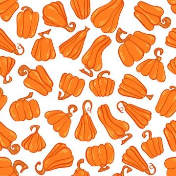 Bright colorful seamless pattern with orange pumpkins Illustrazione stock