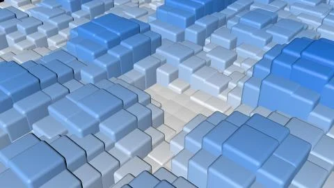 Bright colorful shiny solid squares floating in a wavy shape background. イラスト素材