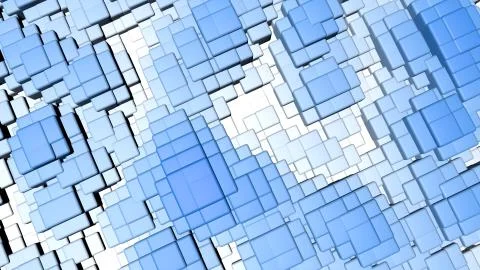 Bright colorful shiny solid squares floating in a wavy shape background. Stock Illustration
