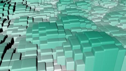 Bright colorful shiny solid squares floating in a wavy shape background. 스톡 사진