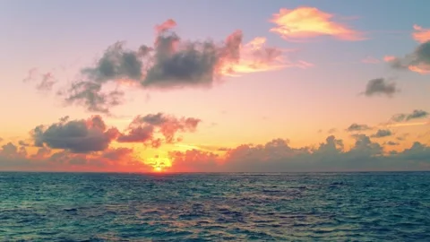 Bright colorful sky with clouds over the Caribbean Sea. Stock Footage 277793261