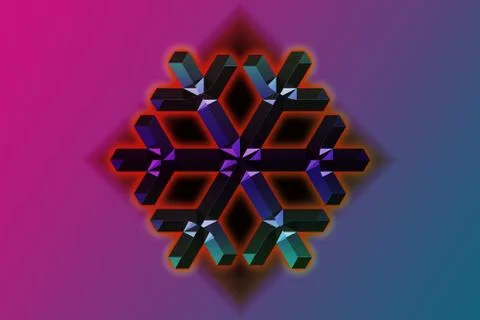 Bright colorful snowflake on a circular type path on a colorful gradient. Stock Illustration