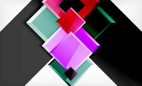 Bright colorful square shape blocks geometrical background Stock Illustration