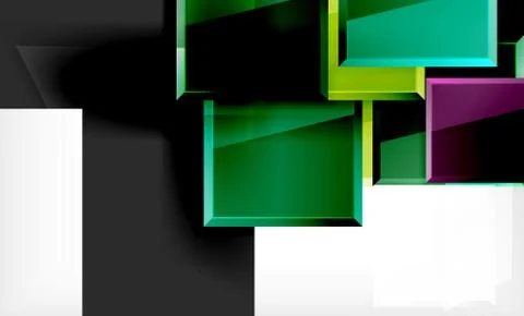 Bright colorful square shape blocks geometrical background Stock Illustration