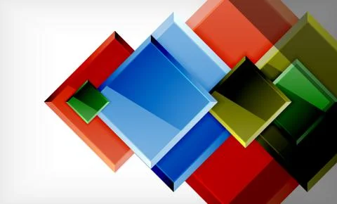Bright colorful square shape blocks geometrical background Illustrazione stock