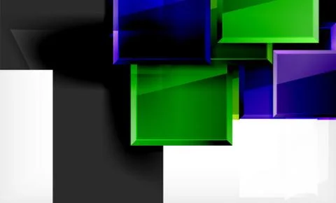 Bright colorful square shape blocks geometrical background Stock Illustration