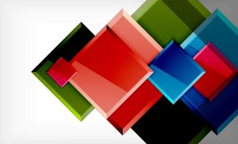 Bright colorful square shape blocks geometrical background Stock Illustration