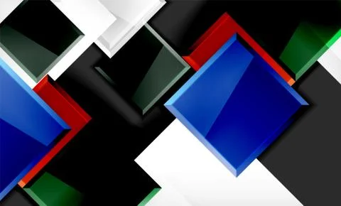 Bright colorful square shape blocks geometrical background Illustrazione stock