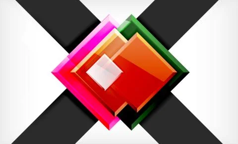 Bright colorful square shape blocks geometrical background Stock Illustration