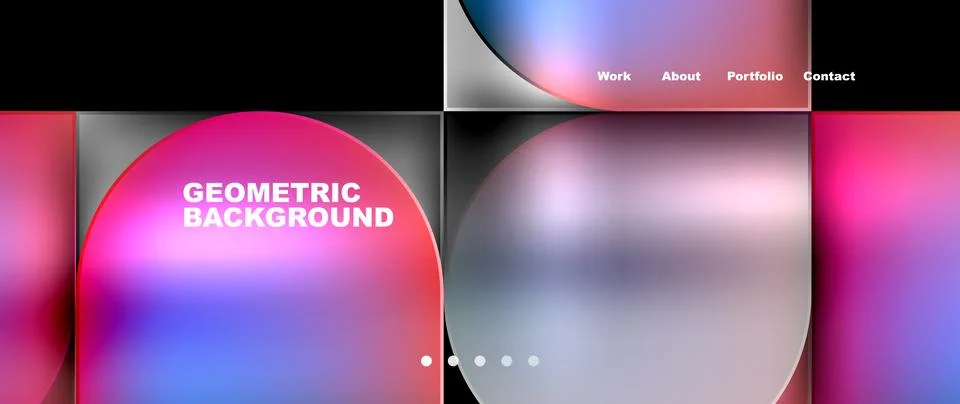 Bright colorful squares with round elements minimal geometric background. Vector Stock Illustration