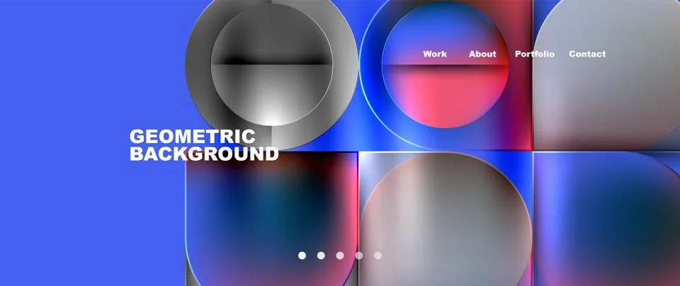 Bright colorful squares with round elements minimal geometric background. Vector Stock Illustration