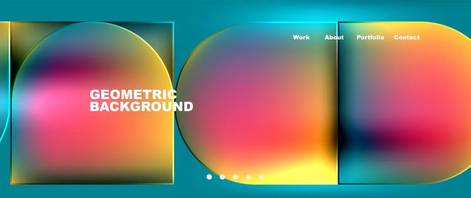 Bright colorful squares with round elements minimal geometric background. Vector Stockillustratie