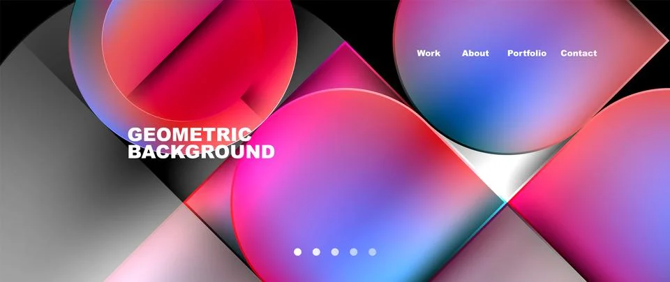 Bright colorful squares with round elements minimal geometric background. Vector イラスト素材
