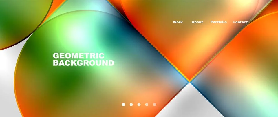 Bright colorful squares with round elements minimal geometric background. Vector イラスト素材