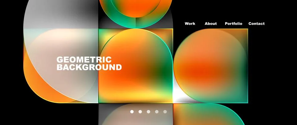 Bright colorful squares with round elements minimal geometric background. Vector Stock Illustration