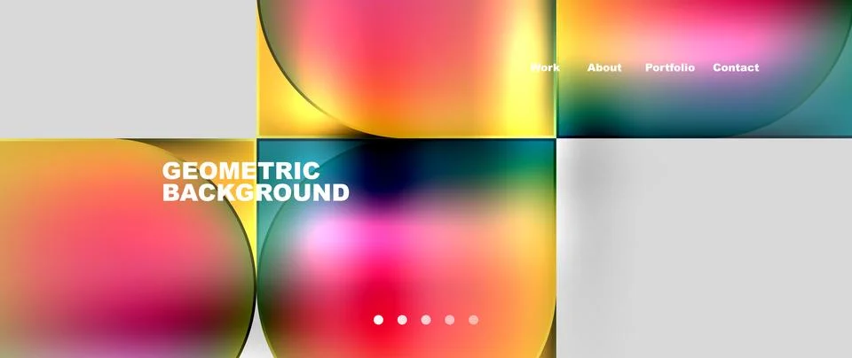 Bright colorful squares with round elements minimal geometric background. Vector Stock Illustration
