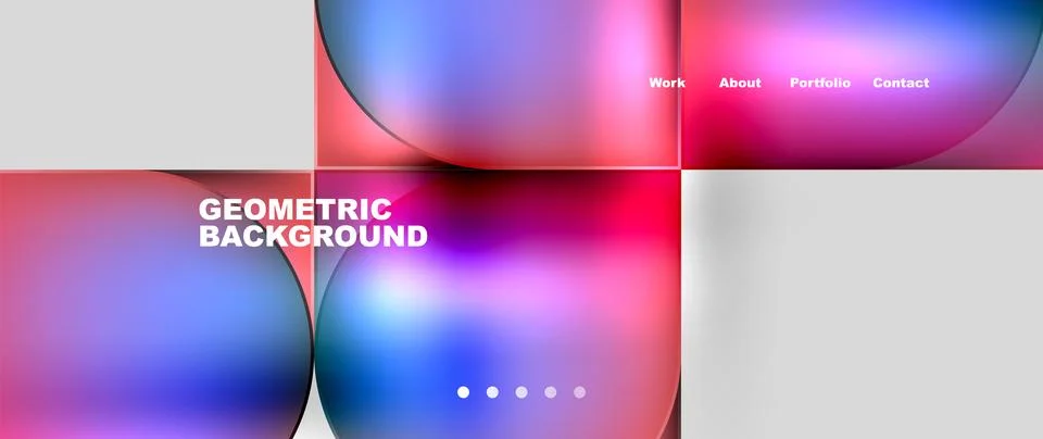 Bright colorful squares with round elements minimal geometric background. Vector Stock Illustration