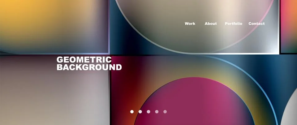 Bright colorful squares with round elements minimal geometric background. Vector Stock Illustration