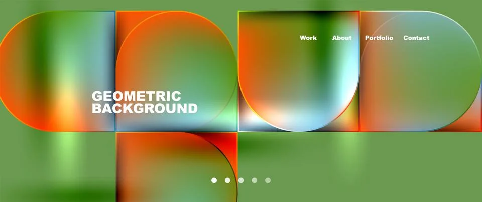 Bright colorful squares with round elements minimal geometric background. Vector Stock Illustration
