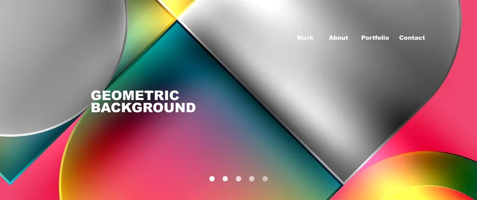 Bright colorful squares with round elements minimal geometric background. Vector Stockillustratie