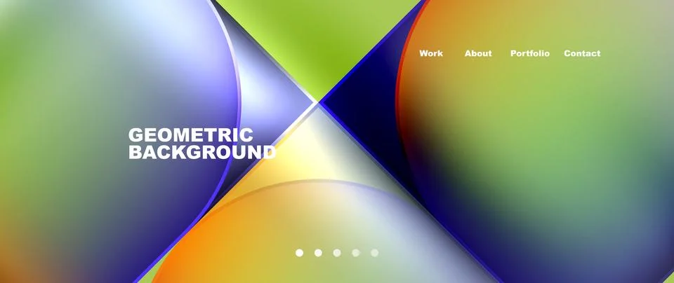 Bright colorful squares with round elements minimal geometric background. Vector Stock Illustration