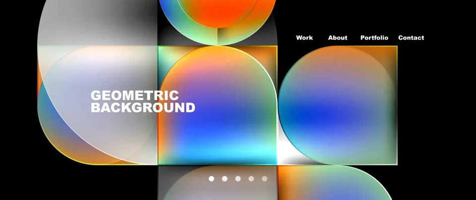 Bright colorful squares with round elements minimal geometric background. Vector Stock Illustration
