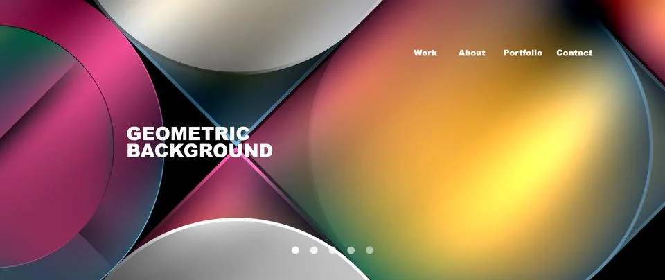 Bright colorful squares with round elements minimal geometric background. Vector Stock Illustration