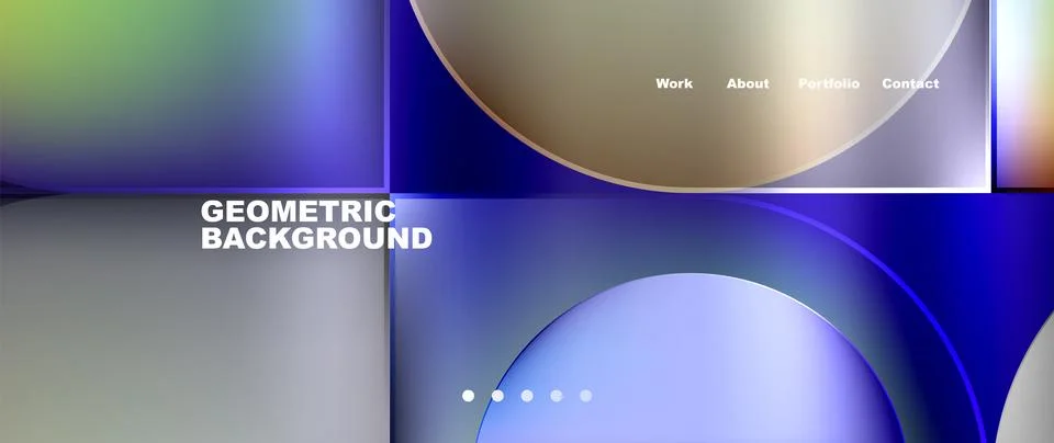 Bright colorful squares with round elements minimal geometric background. Vector Stock Illustration