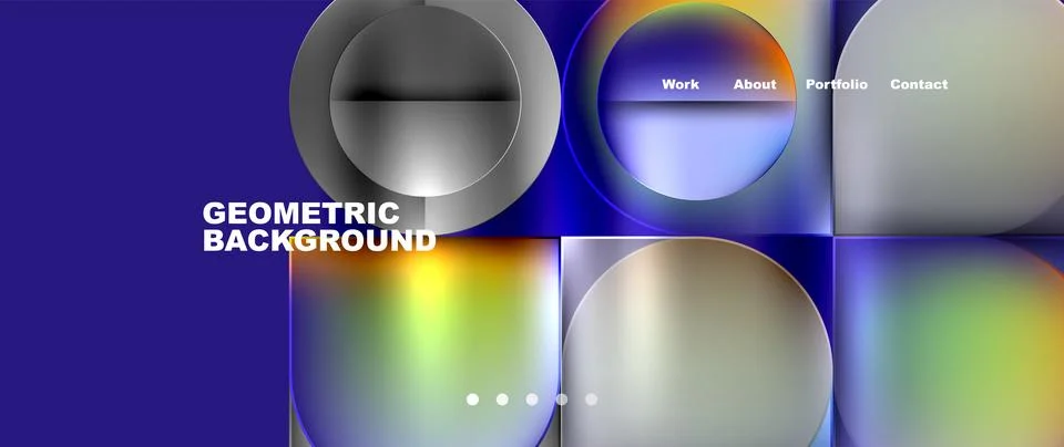 Bright colorful squares with round elements minimal geometric background. Vector イラスト素材
