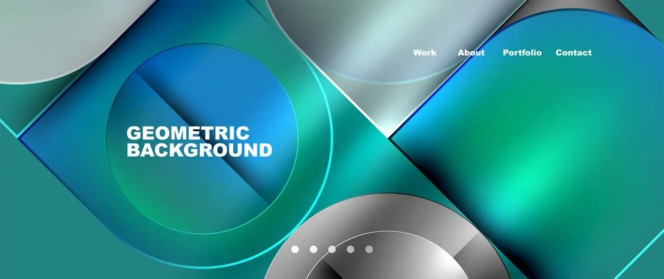 Bright colorful squares with round elements minimal geometric background. Vector Stock Illustration