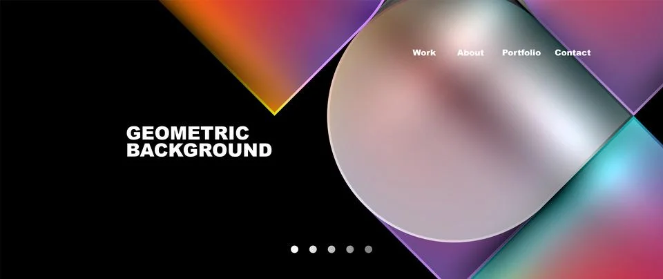 Bright colorful squares with round elements minimal geometric background. Vector イラスト素材