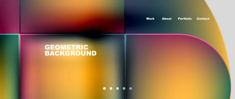 Bright colorful squares with round elements minimal geometric background. Vector Illustrazione stock
