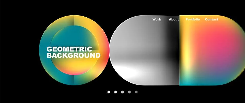 Bright colorful squares with round elements minimal geometric background. Vector Stock Illustration